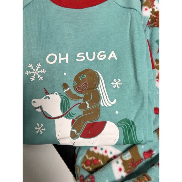Y2K Joe Boxer Girls Pajamas Size 8 Christmas 2 Pc Set Ginger Bread Fleece Pants - Picture 2 of 6